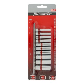 Набор головок торцевых 1/4,6-ти гр 10шт,4-13мм MATRIX фото 7