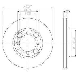 Диск тормозной передний вентилируемый MINTEX MDC782 фото