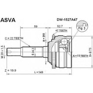 ШРУС наружный ASVA DW-1-52A47 фото