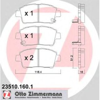 Колодки тормозные к-кт Zimmermann 23510.160.1 фото