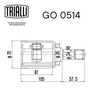 ШРУС внутренний TRIALLI GO 0514 фото 3