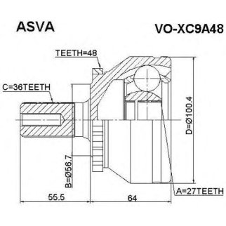 ШРУС наружный ASVA VOXC-9A48 фото