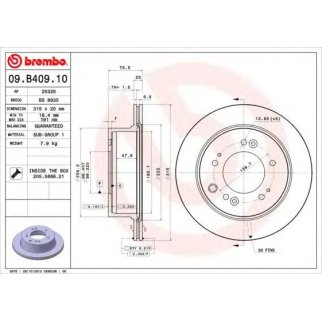 Диск тормозной задний вентилируемый Brembo 09.B409.10 фото