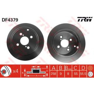 Диск тормозной задний TRW DF4379 фото