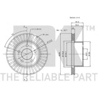 Диск тормозной передний вентилируемый NK 209306 фото