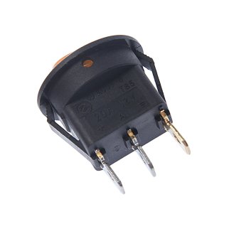 Выключатель клавишный круглый 12V 20А ON-OFF желтый с подсветкой REXANT фото 1