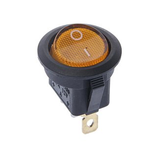 Выключатель клавишный круглый 12V 20А ON-OFF желтый с подсветкой REXANT фото