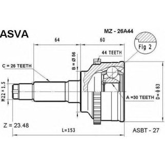 ШРУС наружный ASVA MZ-2-6A44 фото