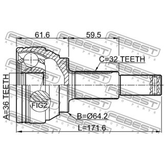 ШРУС наружный задний (компл) FEBEST 0210-Y51R фото
