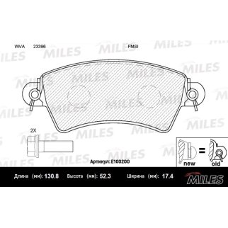 Колодки тормозные передние к-кт MILES E100200 фото