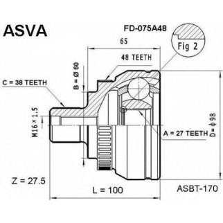ШРУС НАРУЖНЫЙ 27x60x38 фото