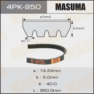 Ремень ручейковый Masuma 4PK-950 фото