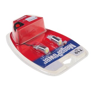 Лампа T10W (W2,1x9,5d) 1 SMD 5050 WHITE блистер с тестером (2 шт) 6000K 12V MEGAPOWER фото 1