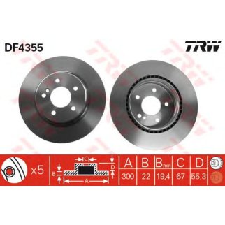 Диск тормозной задний TRW DF4355 фото