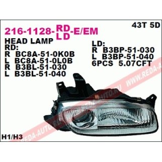 216-1128L-LD-EM_фара левая! электр. Mazda 323F BA 5дв. 94> фото