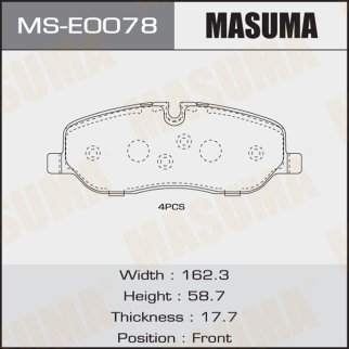 Колодки тормозные передние к-кт Masuma MS-E0078 фото
