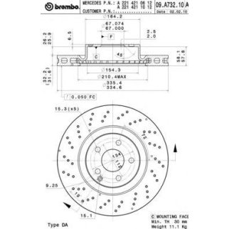Диск тормозной brembo 09.A732.11 фото