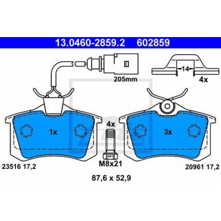 Колодки тормозные задние дисковые к-кт ATE 13.0460-2859.2 фото