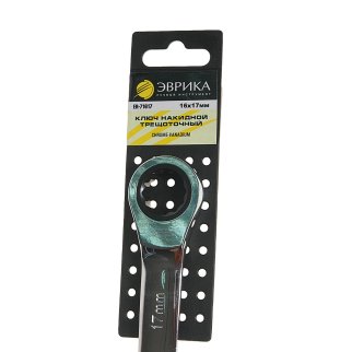 Ключ накидной 16х17мм трещоточный ЭВРИКА фото 1