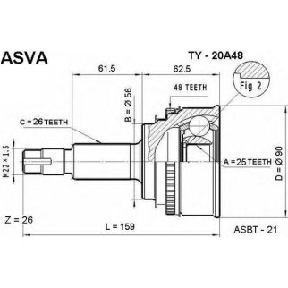ШРУС наружный ASVA TY-2-0A48 фото