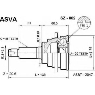 ШРУС наружный ASVA SZ80-2 фото