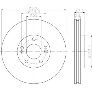 Диск тормозной передний вентилируемый MINTEX MDC2043 фото