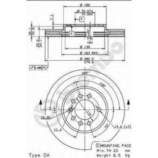 Диск тормозной brembo 09.7629.11 фото