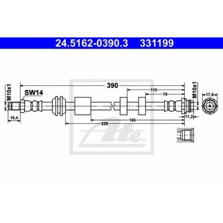 Шланг тормозной передний ATE 24.5162-0390.3 фото