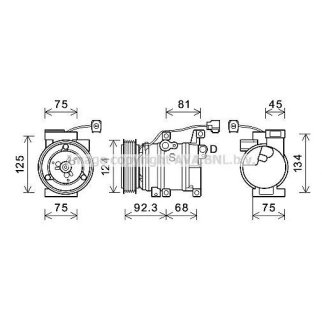 Компрессор системы кондиционирования AVA MZAK219 фото
