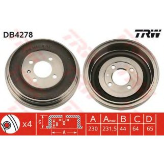 Барабан тормозной VW: GOLF II 1.8 Syncro/1.8 i Syncro KAT 83-92, GOLF III 1.8 Syncro/1.9 TDI Syncro/2.0 Syncro 91-98, GOLF III Variant 1.8/1.8 Syncro/1.9 TDI Syncro/2.0 фото