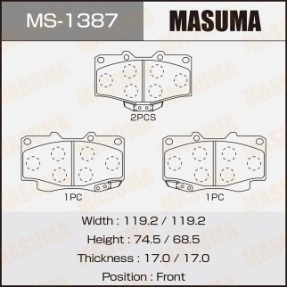 Колодки тормозные передние к-кт Masuma MS-1387 фото