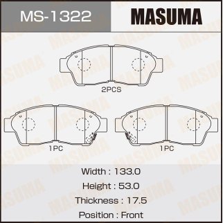 Колодки тормозные передние к-кт Masuma MS-1322 фото