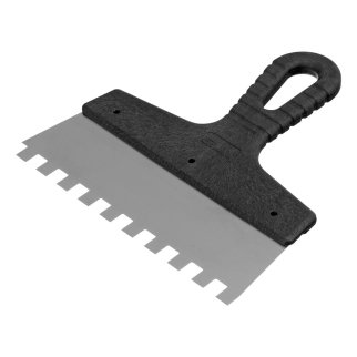 Шпатель из нержавеющей стали 200мм, зуб 10х10мм, пласт. ручка СИБРТЕХ фото