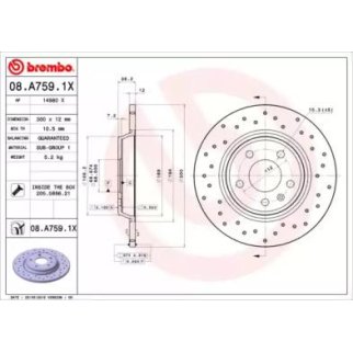 Диск тормозной brembo 08.A759.1X фото