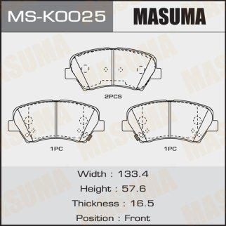 Колодки тормозные передние к-кт Masuma MS-K0025 фото