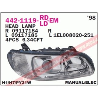 Фара передн прав с ЭК (линзованная) OPEL: OMEGA 97-99 фото