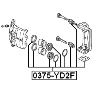 Ремкомплект суппорта тормозного переднего (на одну сторону) ACURA MDX YD2 2007-  FEBEST 0375-YD2F фото 2
