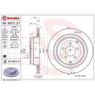 Диск тормозной brembo 09.9373.21 фото