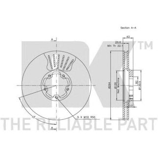 Диск тормозной передний (294x24,3mm) / FORD Transit RWD 00~06 фото