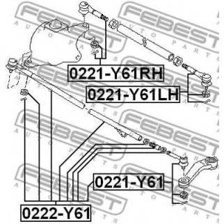 0221-Y61_наконечник рулевой! Nissan Patrol Y61 97-06 фото