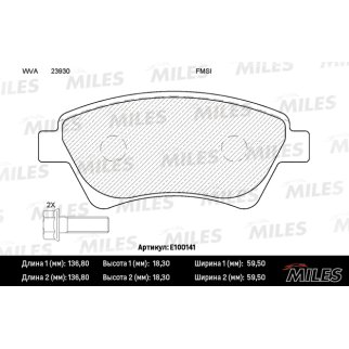 Колодки тормозные передние к-кт MILES E100141 фото