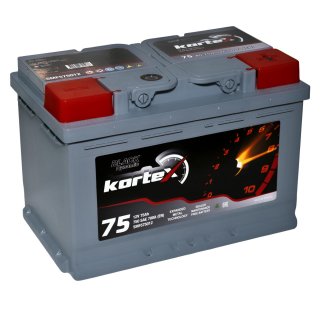 Аккумуляторная батарея KORTEX BLACK Dynamic 6СТ 75 прям. 278х175х190 Турция АКЦИЯ фото