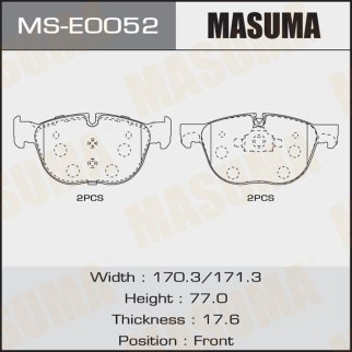 Колодки тормозные передние к-кт Masuma MS-E0052 фото