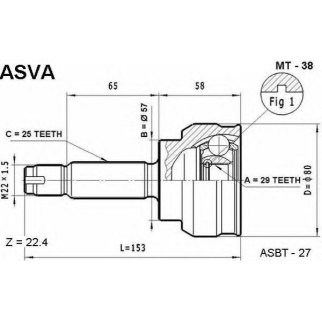 ШРУС наружный ASVA MT38- фото