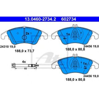 Колодки тормозные передние к-кт ATE 13.0460-2734.2 фото