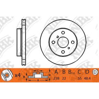 Диск тормозной передний вентилируемый NiBK RN1250 фото