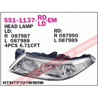 Фара правая DEPO 551-1137R-LD-EM фото