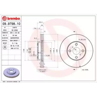 Диск тормозной brembo 09.9798.10 фото