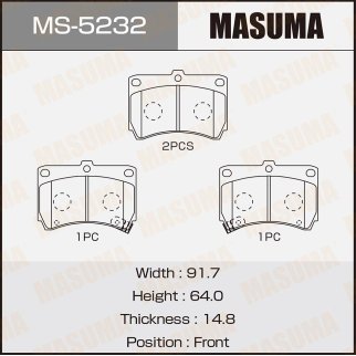 Колодки тормозные передние к-кт Masuma MS-5232 фото