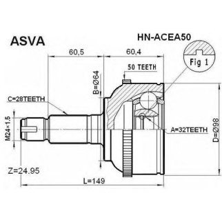 ШРУС наружный ASVA HN-A-CEA50 фото